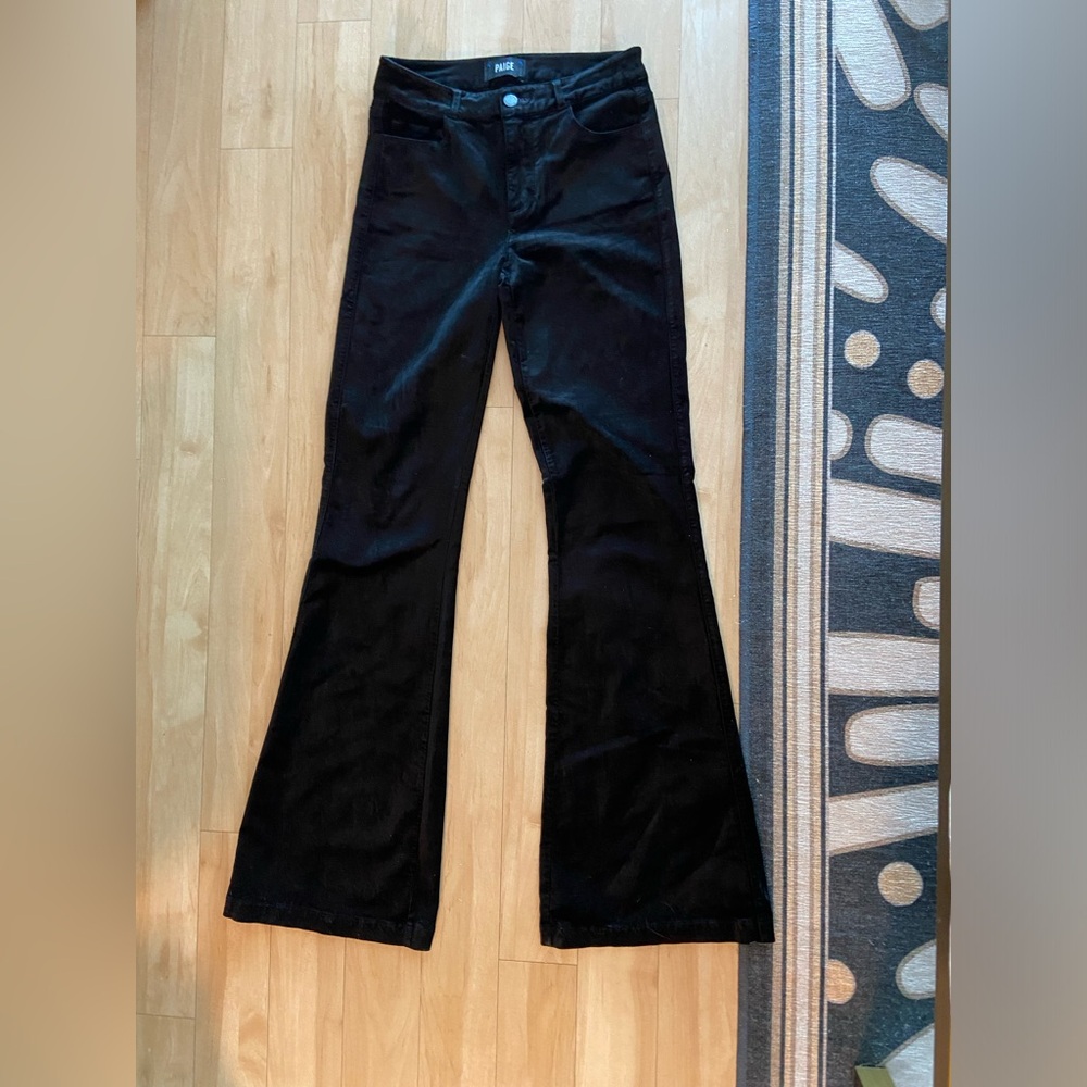 Paige black velvet wide leg jeans. Size: 26